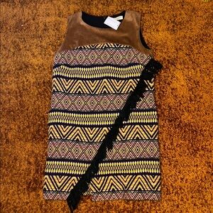 Stylish Patterned Mini Dress - Brown and Black